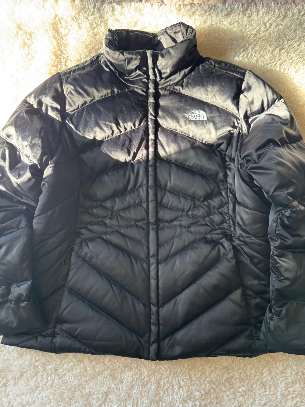 The North Face Down 550 Puffer Jacket Womens Black Chevron Quilted Coat Size XXL - Picture 3 of 14